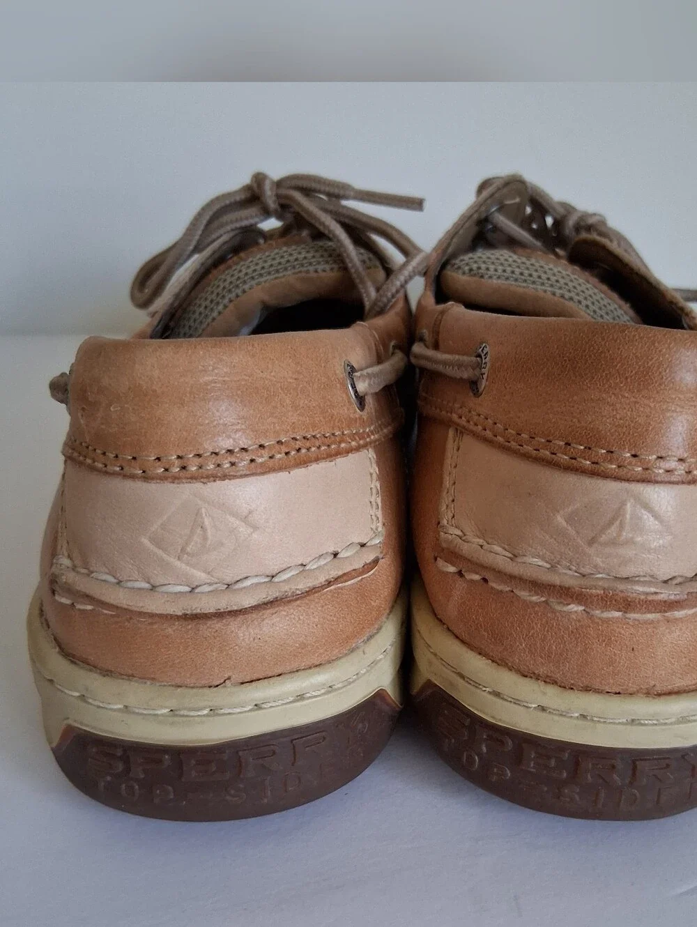 Sperry Top-Sider Mens Size 12 Tan Boat Shoes 3 Eye Lace Up Preppy Grandpacore